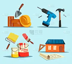 尺,壁纸刷,锤骨,钻孔机,住房,一个物体,房屋,砖,图像,建筑业