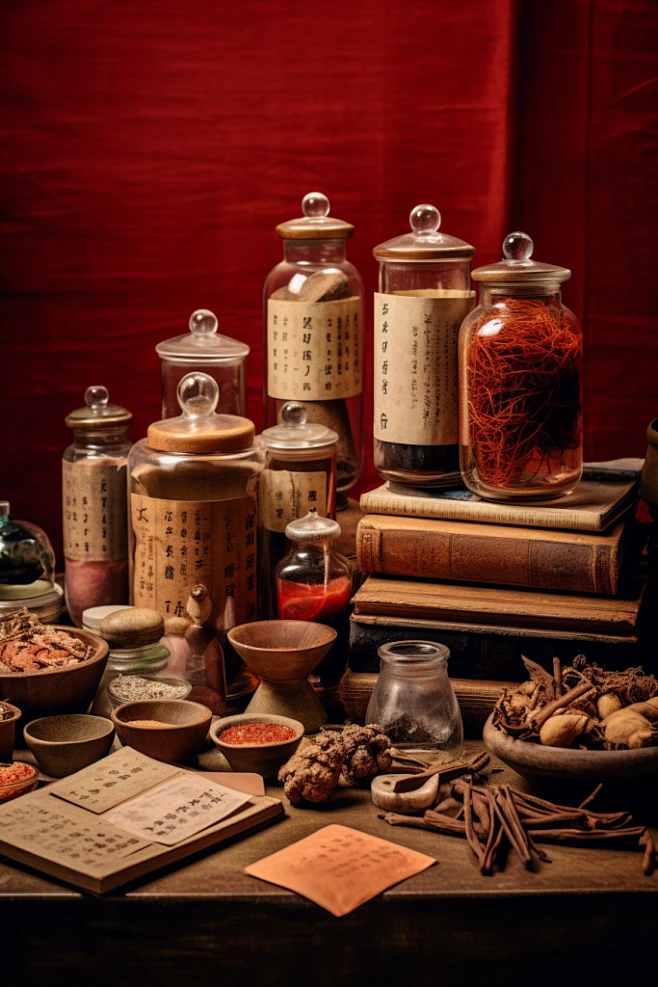 本草纲目中药背景图中医药馆场景摄影图-花瓣网