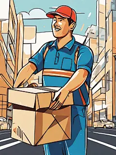 扁平风正在开会的快递员插画AI数字艺术