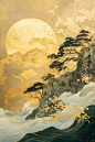 AI便利店｜【国风-AIGC】金绿-山水系列 - 小红书