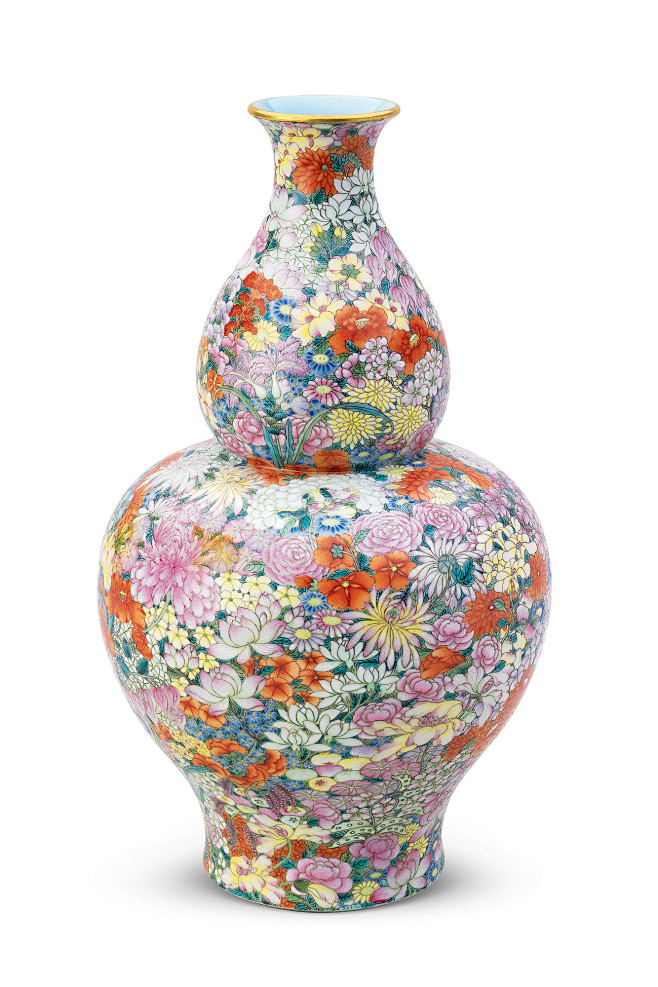 粉彩百花图葫芦瓶