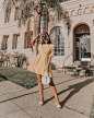 @emilyvartanian in our Yellow Linen Dress 