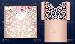 玫瑰,菜单,请柬,贺卡,信封,婚礼,模板,激光,矢量,口袋