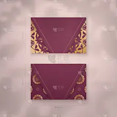 名片模板紫红色与印度黄金模式为您的联系人。