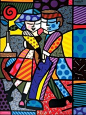 在流行的颜色中配合了个人独特的风格，被称为“新 Cubism ”~
作者： Romero Britto，巴西著名流行艺术画家 ​ ​​​​