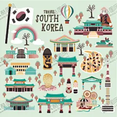 韩国旅游 【酷图网】韩国旅游,首尔,明洞,广藏市场,济州岛,南韩,首尔旅游,明洞旅游,广藏市场旅游,济州岛旅游,南韩旅游,韩国旅游海报,韩国旅游素材,卡通鼓楼,卡通建筑,卡通地标,卡通韩国