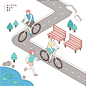 健身锻炼 慢行单车 户外慢跑 休闲插图插画设计AI ti245a15803