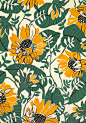 SUNFLOWERS An exclusive reproduction of a Parisian textile design from Atelier Zina de Plagny, 1940s-1950s.: 