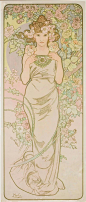 慕夏（mucha）——《花卉》系列之《玫瑰》1897 ​