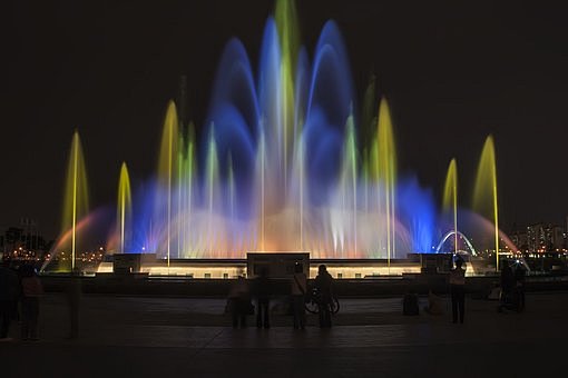 湖公园, 喷泉, 夜景, 晚上, 首尔的...