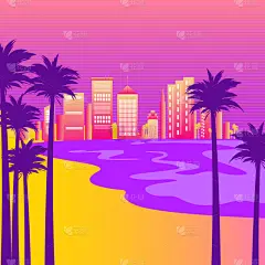 城市,海滩,棕榈树,灵感,壁纸,植物,节日,夏天,天空,剪影
