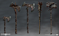 Weapon Concepts, Stephen Oakley : Some weapon concepts for Atreus, Draugr, and Freya.