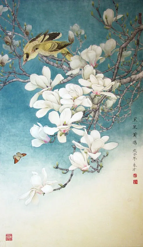 国画大师笔下的玉兰花，美不胜收！-花瓣网