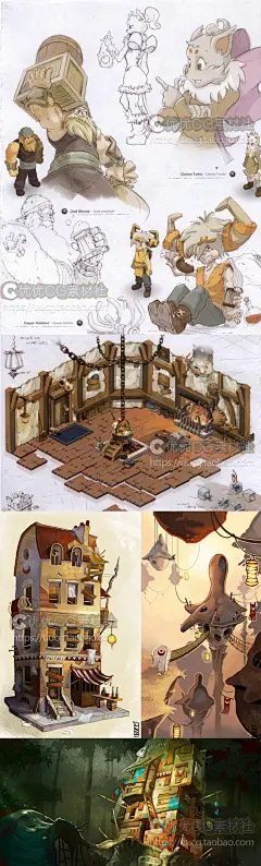 Dofus2龙梦幻境设定集-法国游戏人物建筑场景等全套资源CG素材-淘宝网