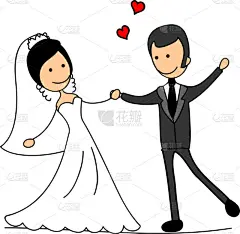 新郎和新娘的婚纱照
