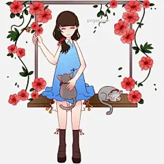 踏青的小女孩和猫咪图片大小2000x2000px 图片尺寸2.83 MB 来自PNG搜索网 pngss.com 免费免扣png素材下载！春游踏青插画#红色的小花#卡通手绘#绿色的叶子#漂亮的小女孩#植物装饰#