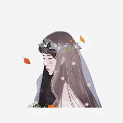 长发女孩免抠素材_新图网 https://ixintu.com 卡通手绘 叶子 忧伤 树叶 水彩 长发女孩