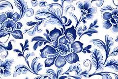 传统青花瓷纹样插画绘画