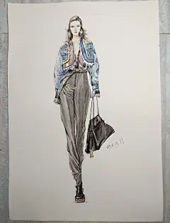 水彩时装画   打卡，求指教鸦-服装画/服装设计手稿 - 穿针引线服装论坛