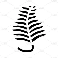 羽状海草字形图标矢量插图