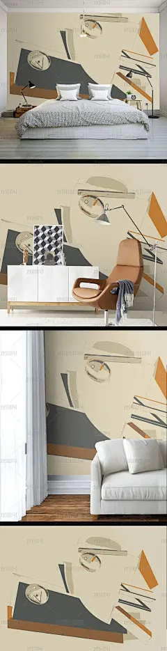 现代简约手绘涂鸦墙纸