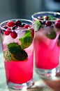 Cranberry mint ice drink...I would love this (even though I do not care for cranberry juice).