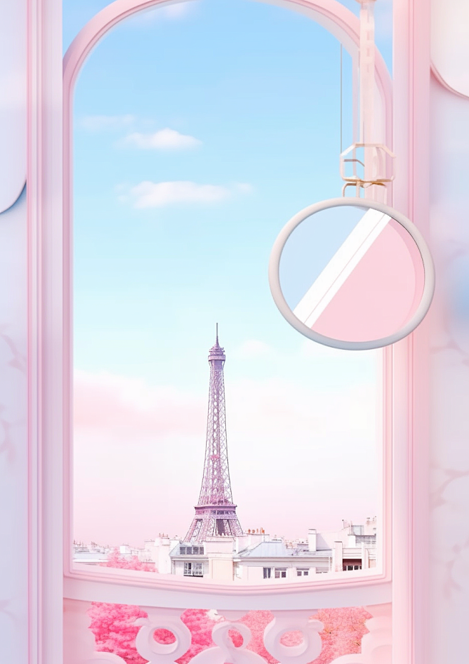 a pink frame with an...