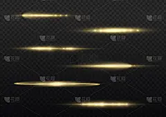 金色辉光线，黄色水平光线