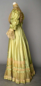 GREEN SILK TEA DRESS, c. 1898