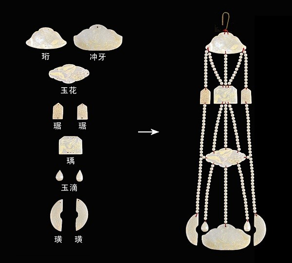 组连缀因不知琚瑀珩璜琚瑀冲牙玉琚玉组佩明代组佩明代描金玉组佩明代