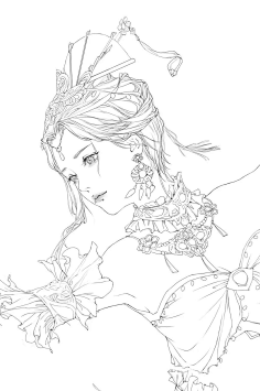 到头像女-古风现货赠视频 正版包邮思美人 醉花颜唯美古风涂色线描集