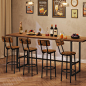 HOOBRO Bar Stools Set of 2, Breakfast Bar Stools, Kitchen Stools with Backs and Footrest, High Bar Chairs for Dining Room, Party, Rustic Brown EBF32BY01G1 : Amazon.co.uk: Home & Kitchen