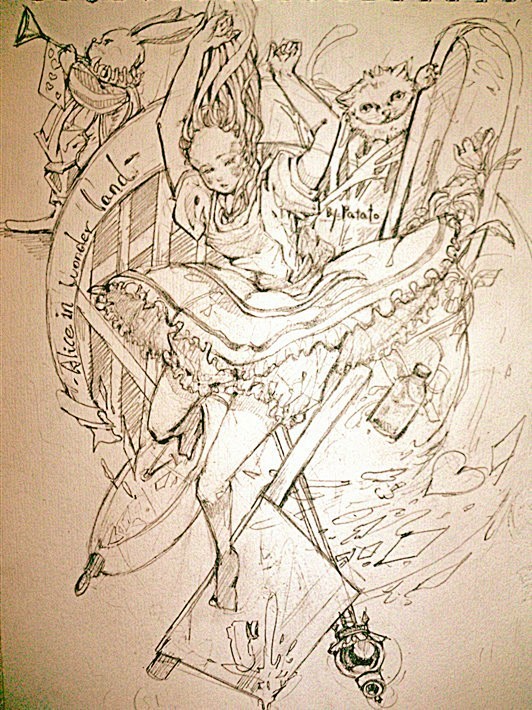 patato的插画坠落下的爱丽丝