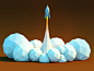 Rocket Lift off 火箭low poly 低面低多边形卡通图片