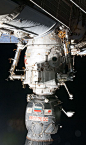 Pirs with a docked Progress spacecraft.