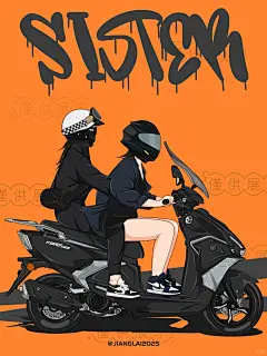 帅气机车女骑❤️手绘定制摩托车原创插画壁纸 - 小红书