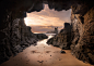 General 2048x1451 beach cave Australia sand rock sea sunset clouds nature landscape