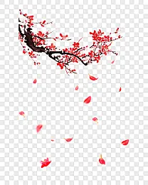 花瓣飘零古典梅花中国风素材