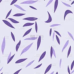 花卉无缝与手绘颜色的叶子。可爱的秋天背景。热带紫色的分支。现代植物成分。时尚矢量库存插图墙纸，海报，