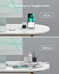 Amazon.com: MODOCH 3 合 1 充电站适用于 Apple 多台设备,可折叠便携式旅行充电底座兼容 iPhone Airpods 苹果手表充电器支架带适配器(白色) : 手机和配件