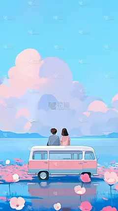 情人节动漫风3D立体C4D情侣约会背影场景背景图片素材