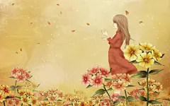 小清新手绘美女壁纸-2 - 图乐网