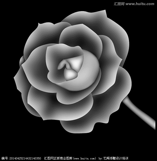浮雕灰度图 木门玫瑰花