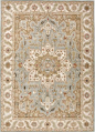 Classic oriental blue/ivory wool area rug, 'Province'