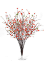 Beautiful Red Quince Silk Flower Arrangement.  Free Shipping.: 