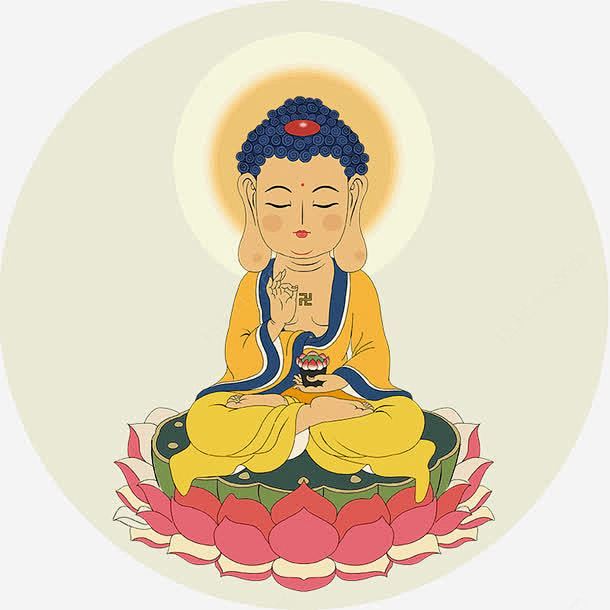 卡通绘画风释迦牟尼佛坐莲台png免抠素材新图网