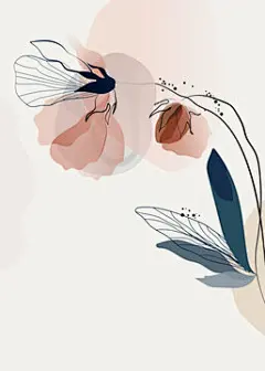 图源免费EPS |水彩花卉背景矢量。带有黑色线条艺术花卉和植物叶子的豪华简约风格壁纸，有机形状，水彩。用于横幅、海报、网页和包装的矢量背景