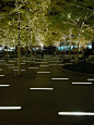 Liberty Plaza, long linear paving lights.