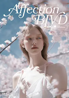 原创作品 ©堂泰迪 SUGAR TEDDY  虚拟海报 排版设计 虚拟人物 杂志封面 时尚摄影樱花雨 柔美感 女神