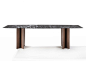 Rectangular marble table and canaletta walnut base ALAN | Rectangular table by Porada_2
